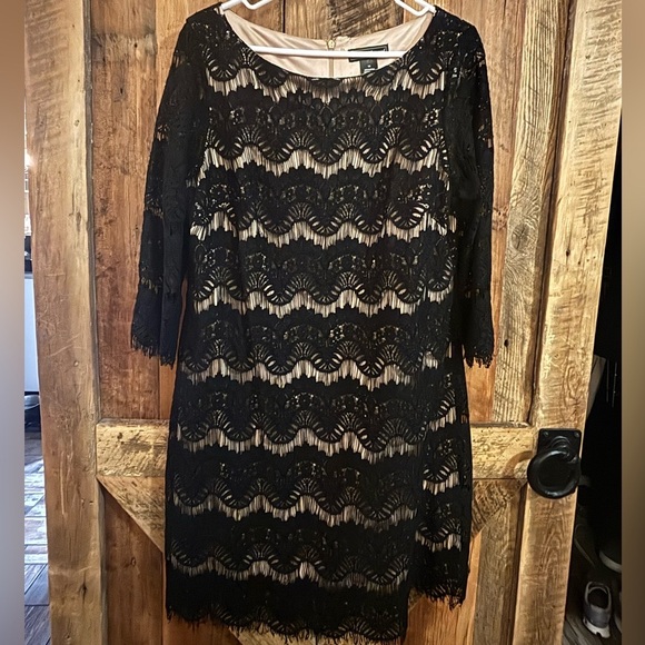 Jessica Howard Dresses & Skirts - Jessica Howard Black Lace over a nude liner. Illusion dress.